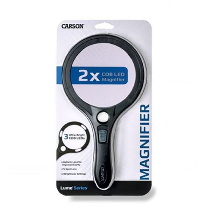 Carson AS-95 Lente dingrandimento portatile LED 2x ingrandimento 110 mm con lente spot 7x