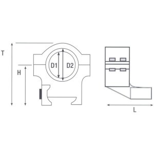 Set di montaggio a cono 25-30 mm con staffa ad anello a doppia T nero