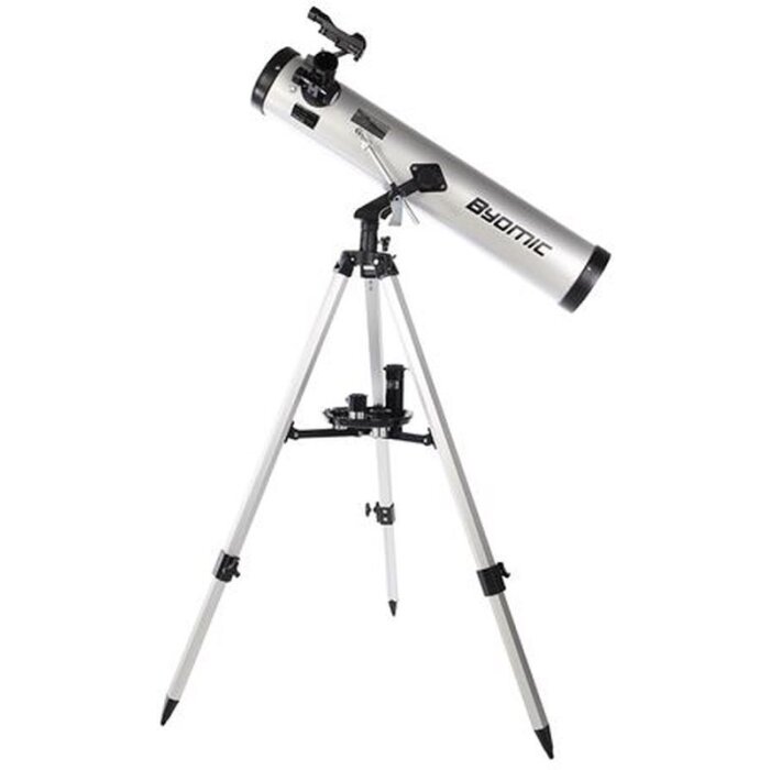 Telescopio riflettore Byomic entry-level 76-700 argento con custodia