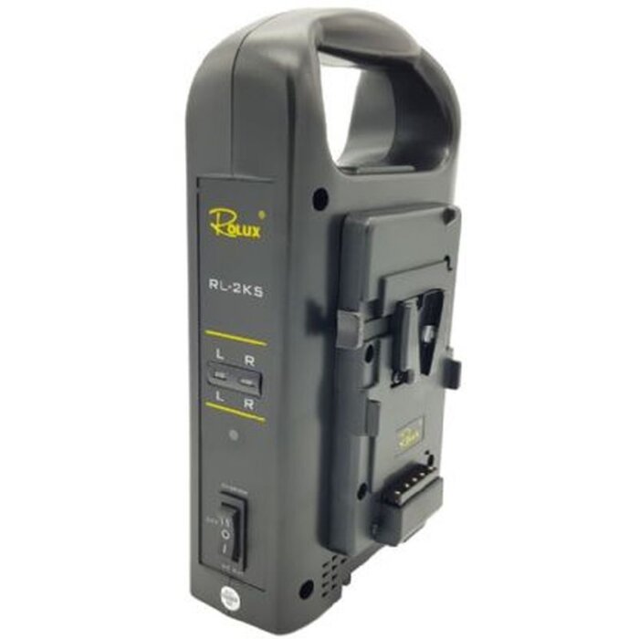Caricabatterie doppio Rolux RL-2KS per batterie V-Mount