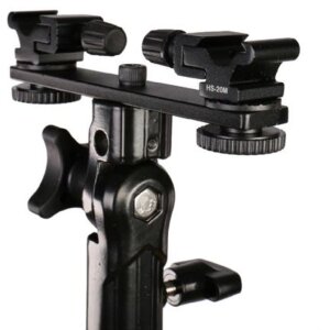 Falcon Eyes CLD-14A Staffa inclinabile a doppio attacco con 2 adattatori hot shoe HS-20M