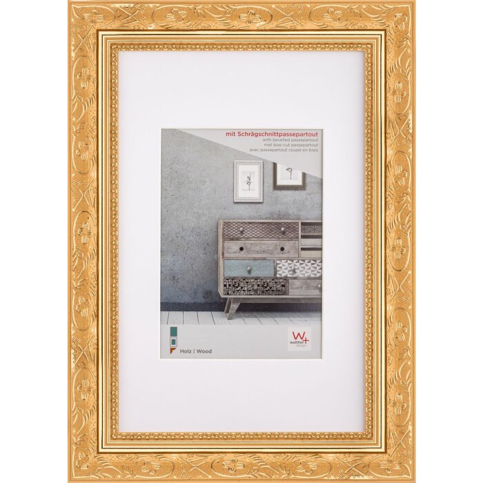 Cornice in legno Walther Oro barocco 20x30 cm con passe-partout 13x18 cm