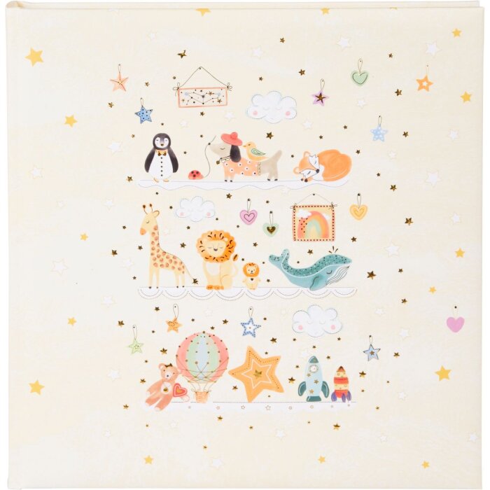 Album per bambini Goldbuch Toy Zoo 30x31 cm 60 pagine bianche motivo animali in rilievo argento