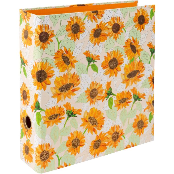 Cartella Goldbuch motivo Girasole bianco meccanismo a 2 anelli 8 cm dorso DIN A4