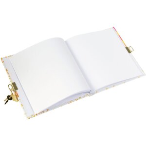 Agenda dorata con serratura Resting Sun 16,5x16,5 cm con rilievi in oro