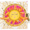 Agenda dorata con serratura Resting Sun 16,5x16,5 cm con rilievi in oro