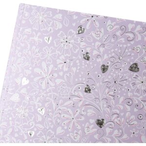 Libro doro per gli ospiti Finamente lilla 25x20 cm 100 pagine bianche in rilievo argento