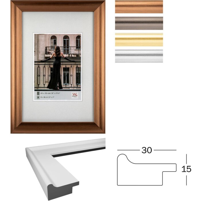 Cornice Walther Venezia in legno lucido da 13x18 a 40x50 cm