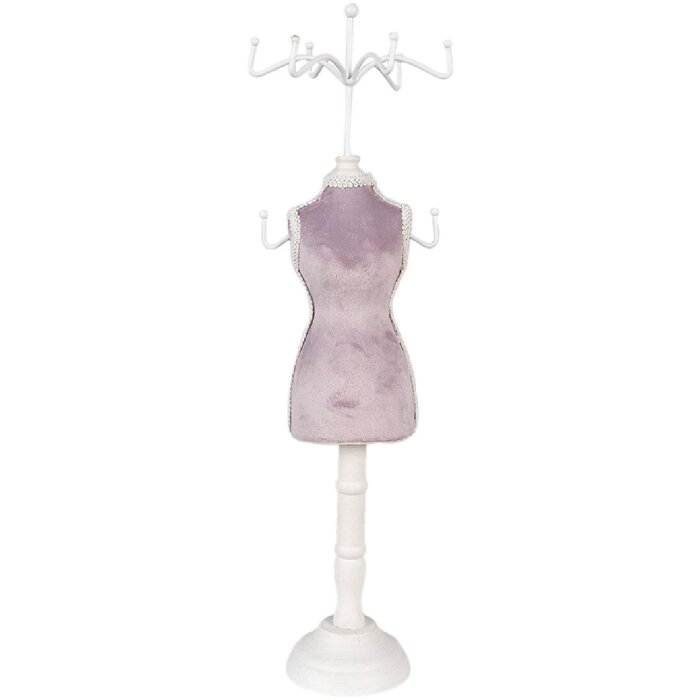 Clayre & Eef 65312 Portagioie 12x12x39 cm Viola Bianco