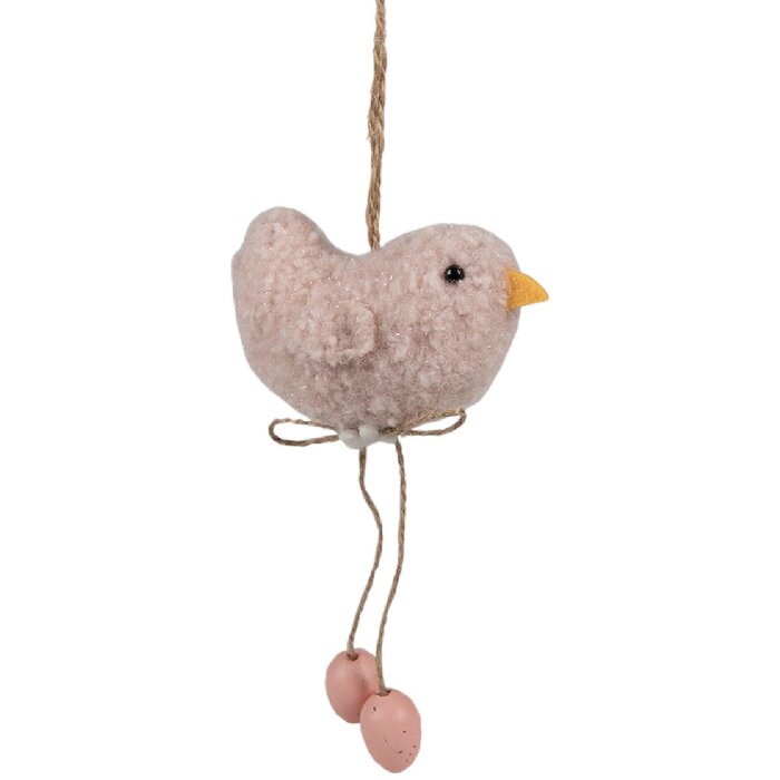 Clayre & Eef 65345 Ciondolo decorativo Uccello 10x3x14 cm Rosa