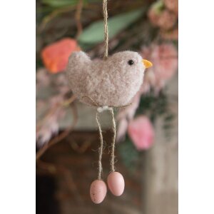 Clayre & Eef 65345 Ciondolo decorativo Uccello 10x3x14 cm Rosa
