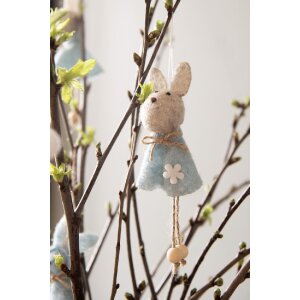Clayre & Eef 65364 Decorazione Ciondolo Coniglio 6x3x13 cm Blu