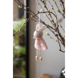 Clayre & Eef 65365 Ciondolo decorativo coniglio 6x3x13 cm Rosa
