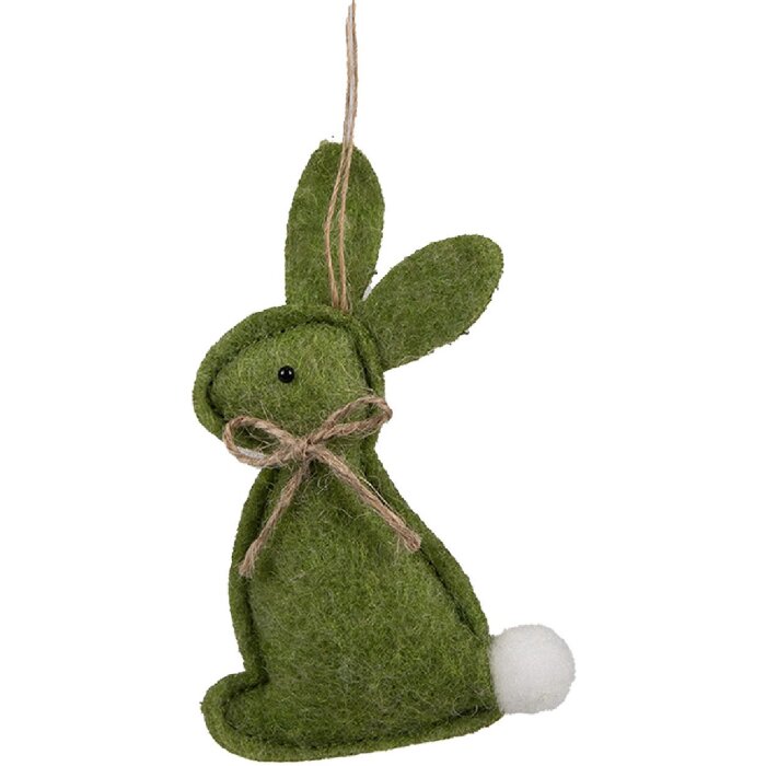 Clayre & Eef 65375 Ciondolo Coniglio Verde 6x1x10 cm
