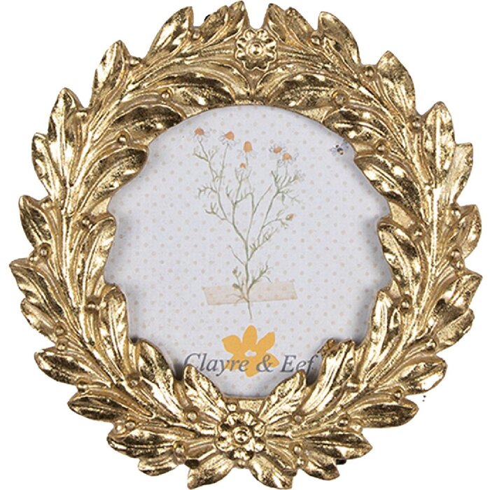 Clayre & Eef 2F1051 Portafoto 11x2x11 cm / Ø 8 cm Color oro