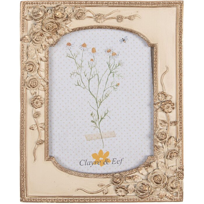 Clayre & Eef 2F1058 Portafoto 18x3x23 cm / 13x18 cm Beige Color oro