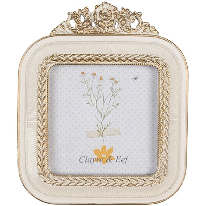 Clayre & Eef 2F1059 Cornice per foto 11x2x13 cm / 9x9 cm color oro bianco