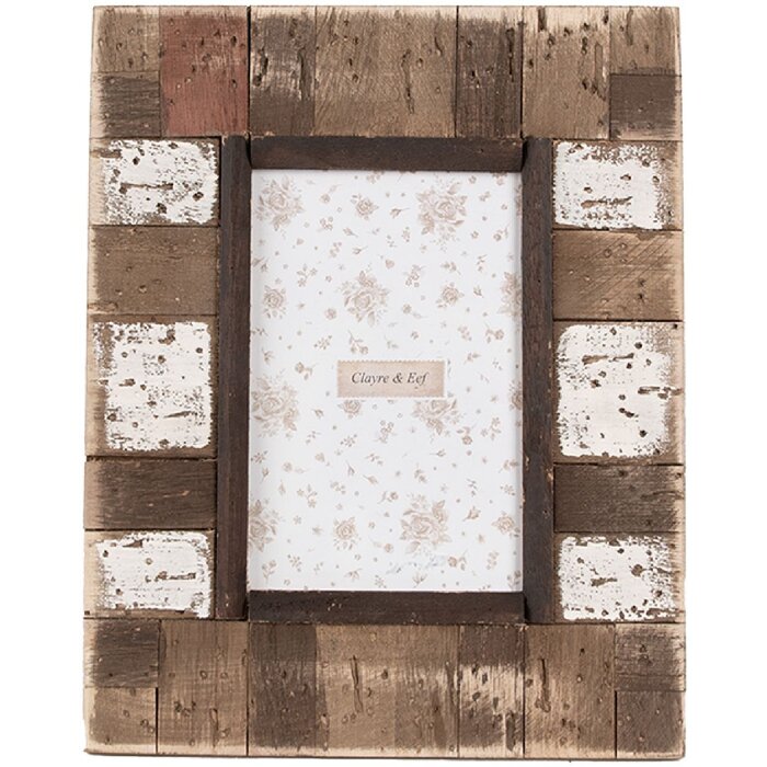 Clayre & Eef 2F1093 Portafoto 20x2x25 cm / 10x15 cm Marrone Bianco