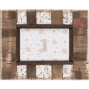 Clayre & Eef 2F1093 Portafoto 20x2x25 cm / 10x15 cm Marrone Bianco