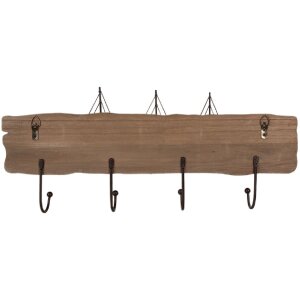 Clayre & Eef 5H0684 Appendiabiti da parete marrone 63x8x27 cm legno ferro stile country