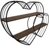 Clayre & Eef 5Y1166 Mensola a muro cuore 93x15x65 cm nero marrone