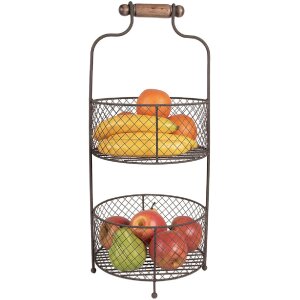 Clayre & Eef 5Y1191 Mensola in ferro con cestini Ø 25x59 cm Marrone