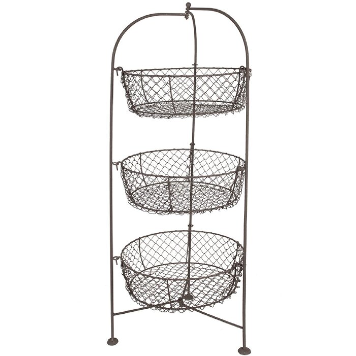 Clayre & Eef 5Y1193 Mensola in ferro con cestini Marrone 31x80 cm