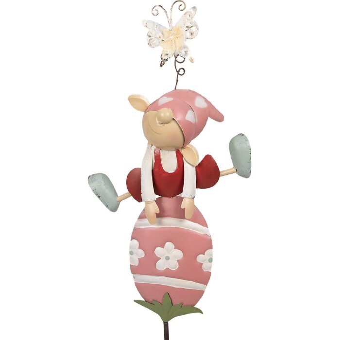 Clayre & Eef 5Y1223 Gnomo da giardino 24x7x84 cm Rosa