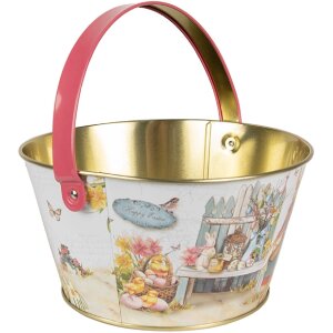 Clayre & Eef 6BL0108 Cesto portaoggetti Bianco Blu Rosso Ø 19x10 cm
