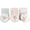 Clayre & Eef 6BL0111 Set di barattoli per la conservazione, 3 pezzi, Ø 8x12 cm, bianco, floreale