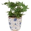Clayre & Eef 6CE1658L Vaso da fiori Ø 16x16 cm Beige Blu Vintage Motivo floreale