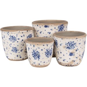 Clayre & Eef 6CE1658M Vaso da fiori decorativo Ø 15x14 cm Beige Blu