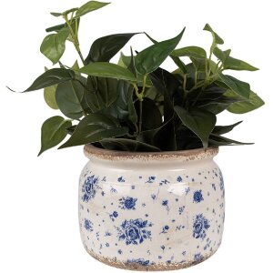 Clayre & Eef 6CE1659L Vaso da fiori beige blu...