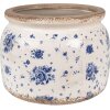 Clayre & Eef 6CE1659L Vaso da fiori beige blu Ø 20x15 cm stile vintage per interni