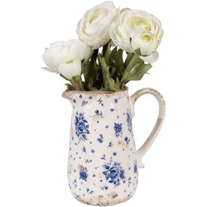 Clayre & Eef 6CE1660M Brocca da decorazione 16x12x18 cm Beige Blu