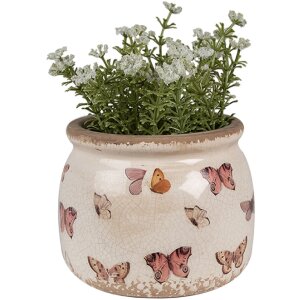 Clayre & Eef 6CE1662S Decorazione vaso da fiori Ø 12x10 cm Beige Rosa