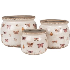 Clayre & Eef 6CE1662S Decorazione vaso da fiori Ø 12x10 cm Beige Rosa