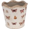 Clayre & Eef 6CE1664S Vaso da fiori Ø13x12 cm Beige Rosa Ceramica Farfalla