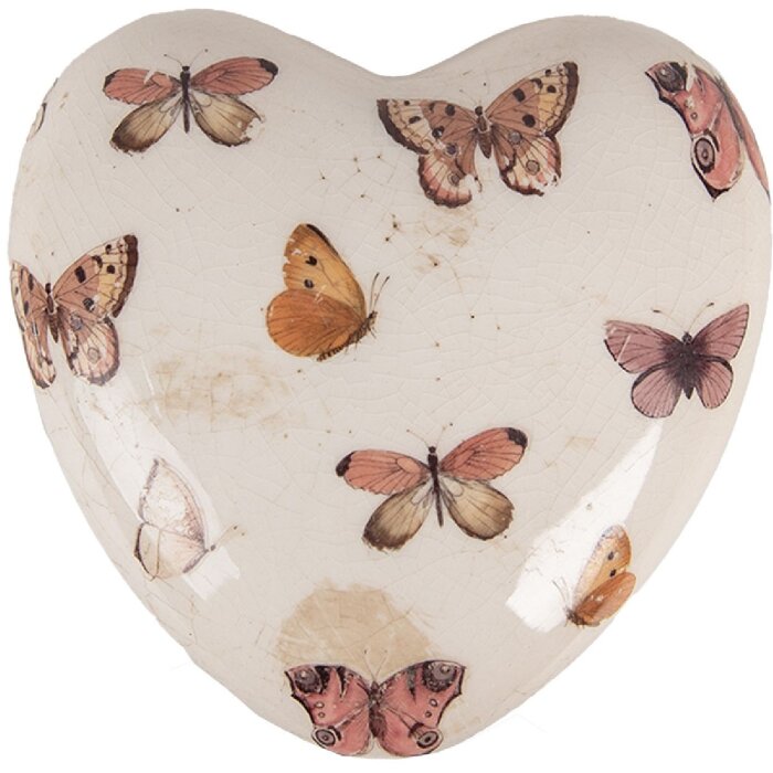 Clayre & Eef 6CE1668L Decorazione Cuore 10x10x4 cm Beige Rosa