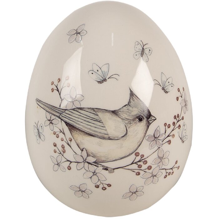 Clayre & Eef 6CE1674 Decorazione Uovo Ø 13x16 cm Bianco Beige