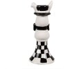 Clayre & Eef 6CE1690 Candeliere Ø 7x17 cm Bianco Argento