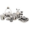 Clayre & Eef 6CE1695 Piatto a uovo Ø 16x19 cm Bianco Nero Crown Modern