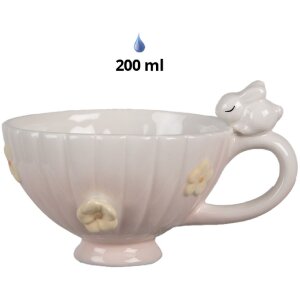 Clayre & Eef 6CE1699 Tazza da caffè con piattino rosa 200ml 14x11x9cm 14x13x5cm