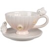 Clayre & Eef 6CE1699 Tazza da caffè con piattino rosa 200ml 14x11x9cm 14x13x5cm