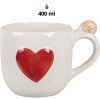 Clayre & Eef 6CE1702 Tazza 14x10x9 /15 cm / 400 ml Bianco Rosso