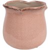 Clayre & Eef 6CE1714P Vaso da fiori rosa Ø 16x15 cm in ceramica con bordo ondulato