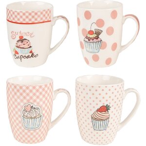 Clayre & Eef 6CEMS0045 Mug 4 pezzi 12x 8x10 cm / 300 ml Rosa