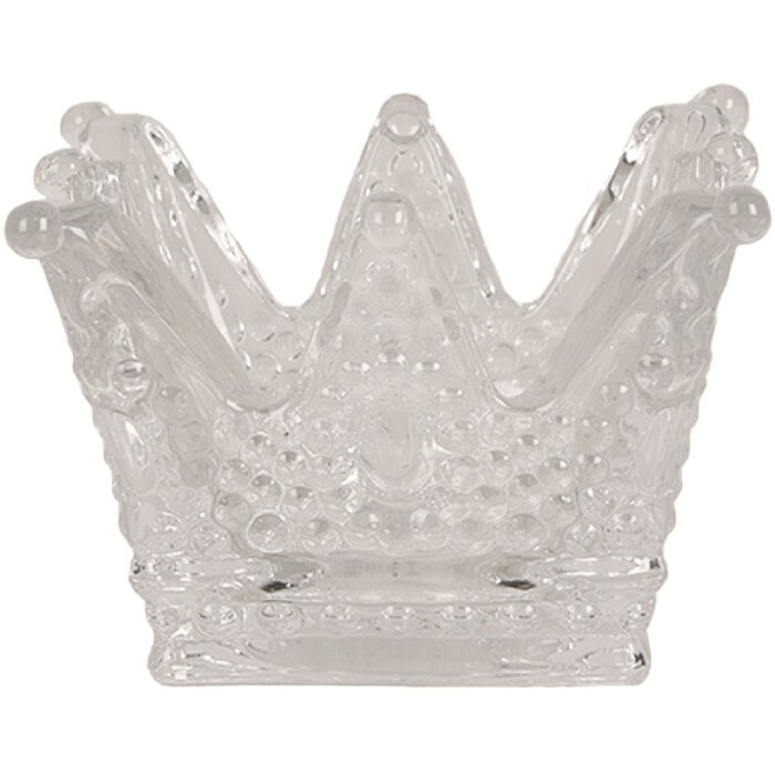 Clayre & Eef 6GL4392 Portacandele Corona Trasparente 8x8x5 cm