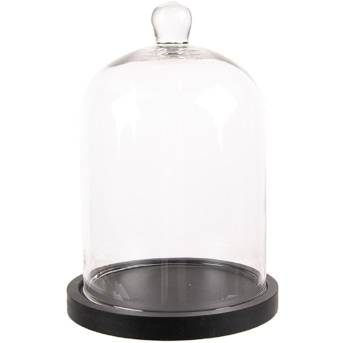 Clayre & Eef 6GL4485 Campana di vetro trasparente marrone stile country Ø 15x21 cm