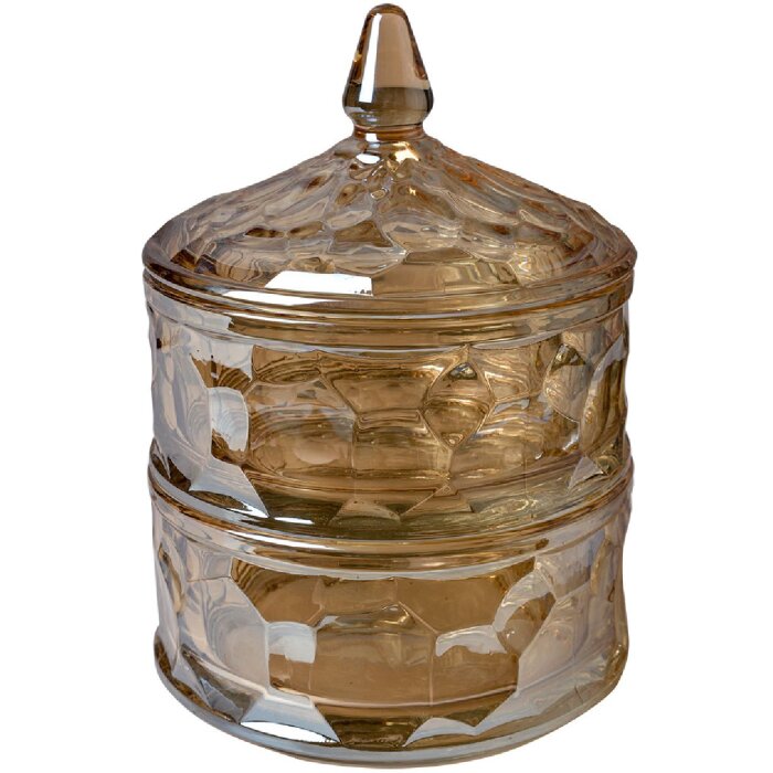 Clayre & Eef 6GL4875 Barattolo con coperchio marrone Ø 13x18 cm